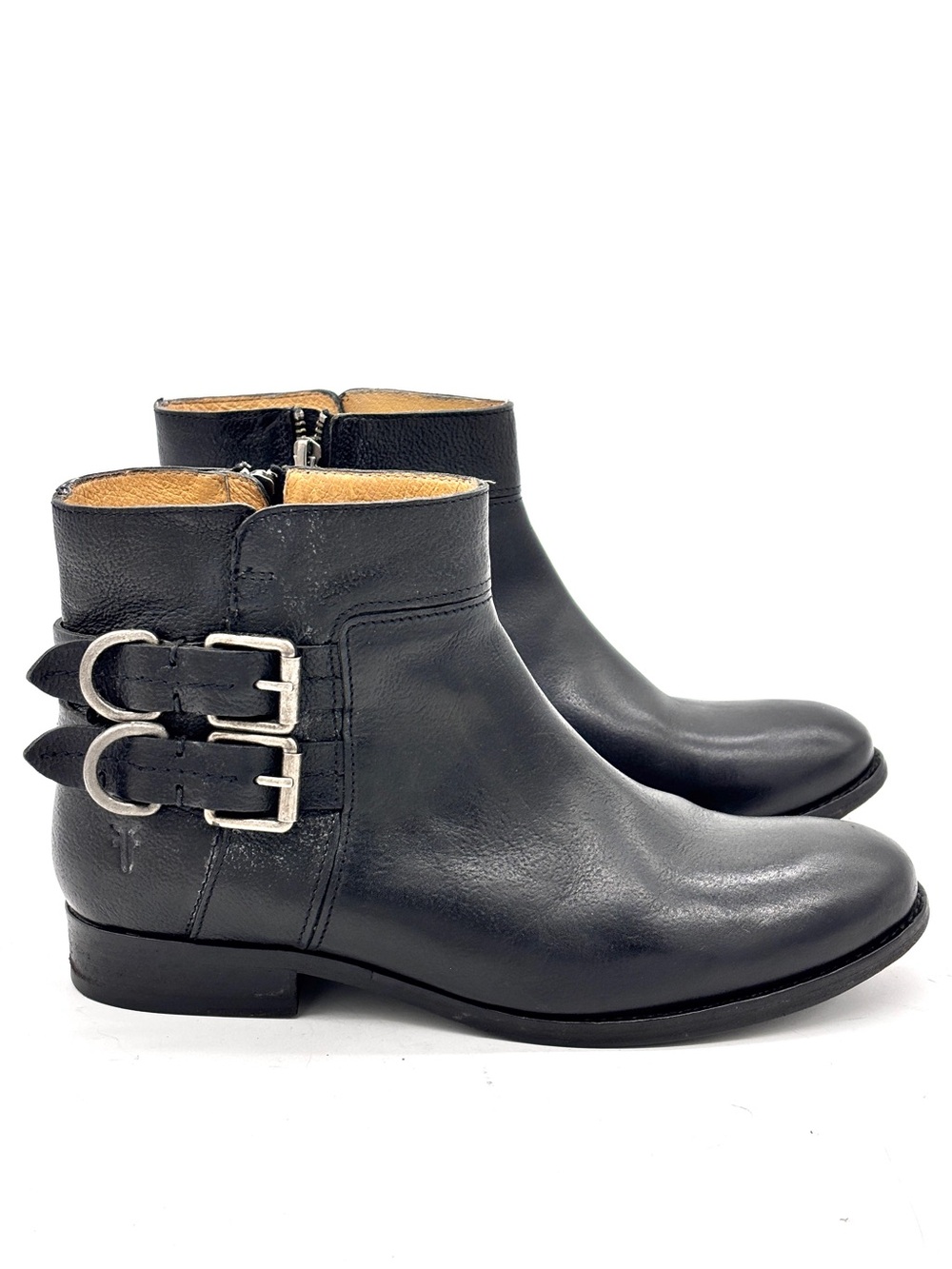 Frye Molly D Ring Black Leather Short Boots